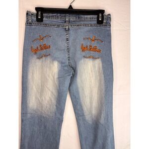 Apple Bottoms Vintage Y2K Light Wash Embroidered Straight Leg Jeans Womens 8